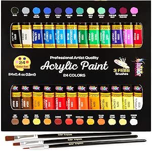 Kolor Kingdom peinture acrylique 24 couleurs avec 3 pinceaux avis
